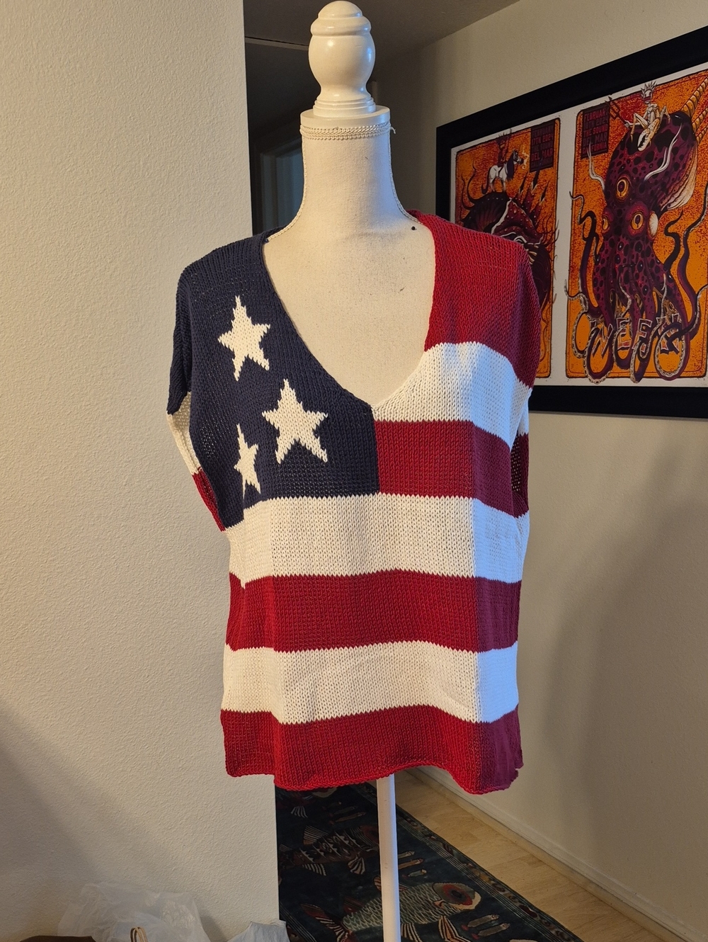 Wooden Ships Paola Buendia American Flag Oversized Sleeveless Sweater Shirt